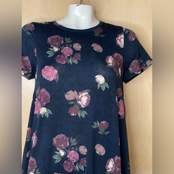 LuLaRoe Carly Dress Navy Blue  Purple Floral Size XS NWT - Picture 5 of 14